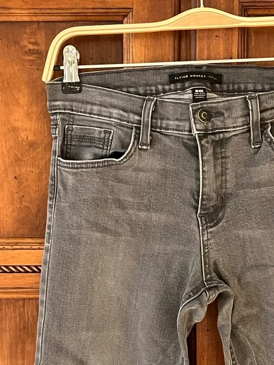 Flying Monkey Low Rise Moto Skinny Denim Jean | Gray | Size 28 | Like New - Picture 9 of 12
